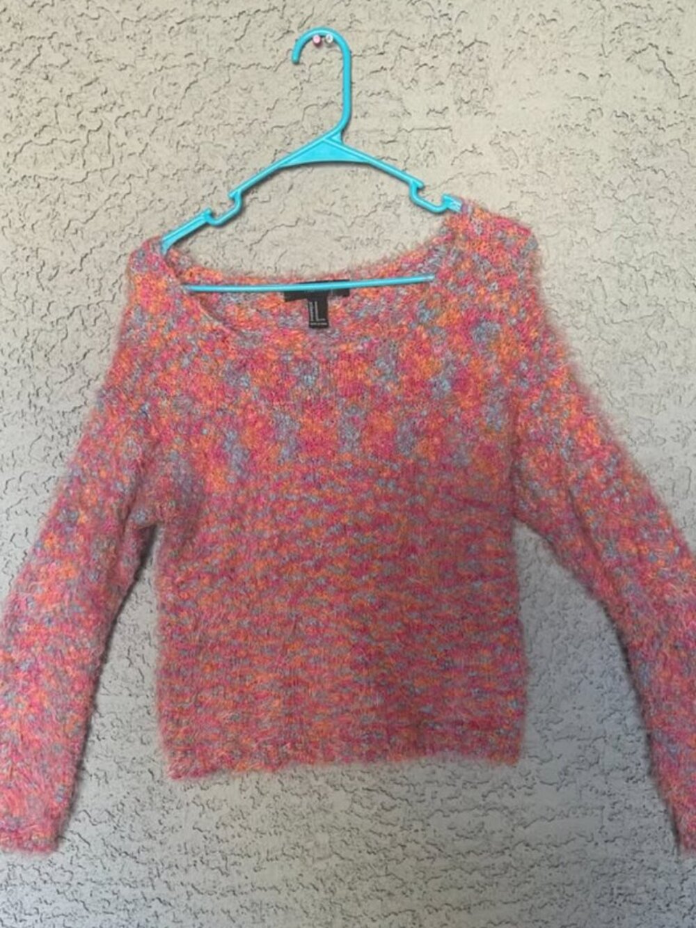 Multicolored Eyelash Knit Mohair Cropped Sweater